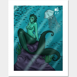 Green Mermaid Posters and Art